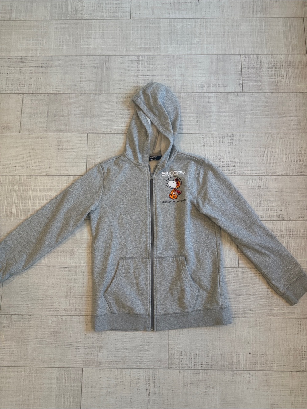 Lands' End Gray Kids Zip-Up Hoodie with Snoopy Patch